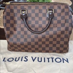 Louis Vuitton Speedy 30 Damier Ebene Handbag Bag EUC